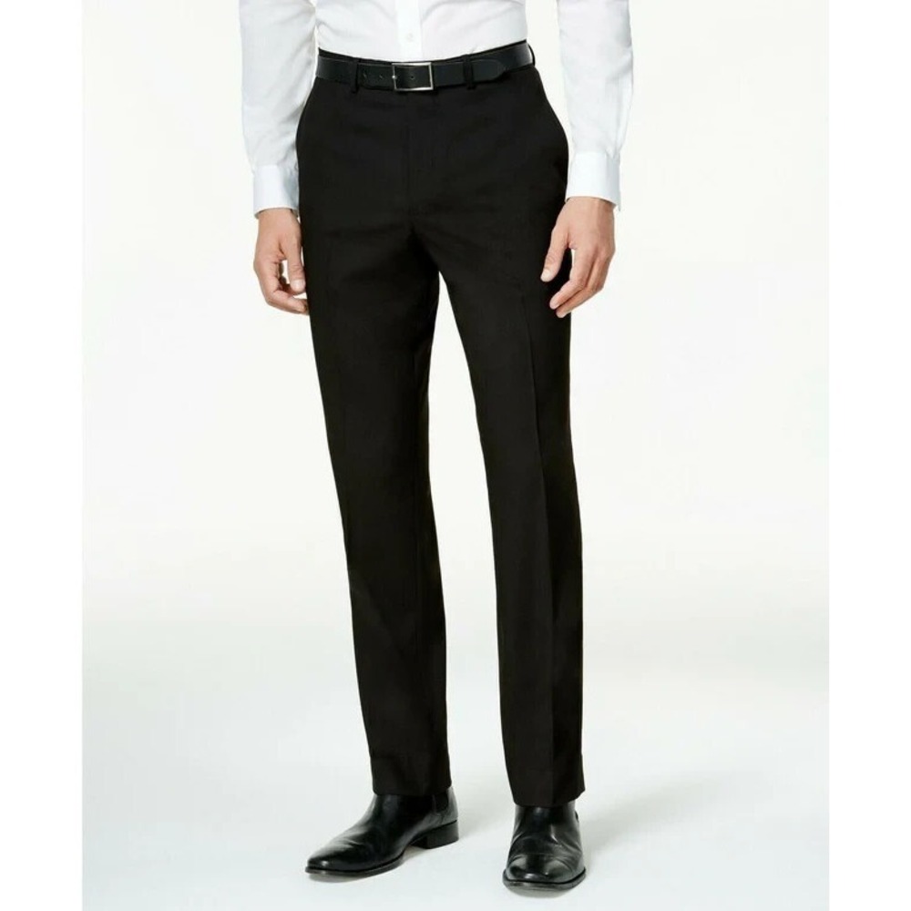 Kenneth‎ Cole Reaction Mens Slim fit Dress Pants 45W 32L Black Solid E081280